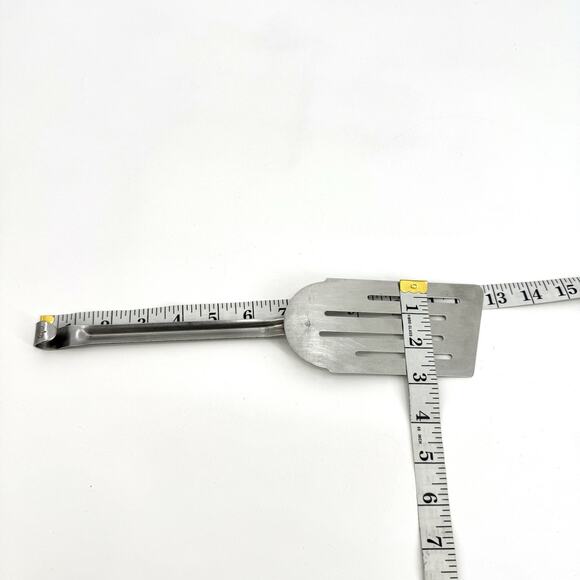 C.I. Stainless Vintage Slotted Angled Slanted Spatula Flipper 12.75” Solid Metal - Picture 9 of 9